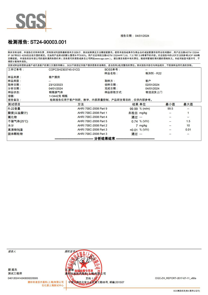 R22 SGS检测报告